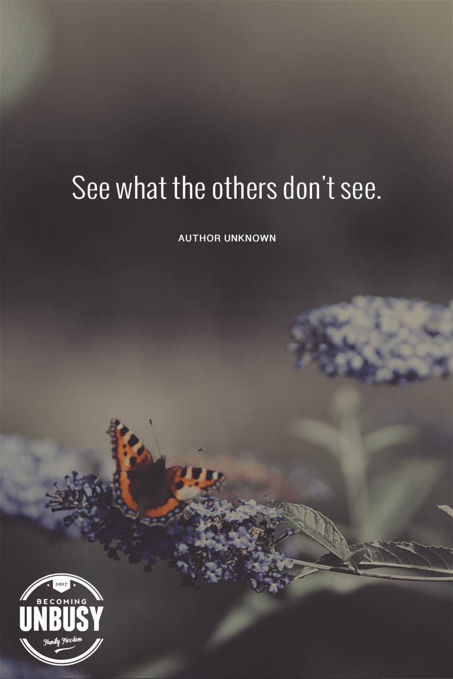 See what the others don't see. #quote #BecomingUnBusy *Love this video and site!