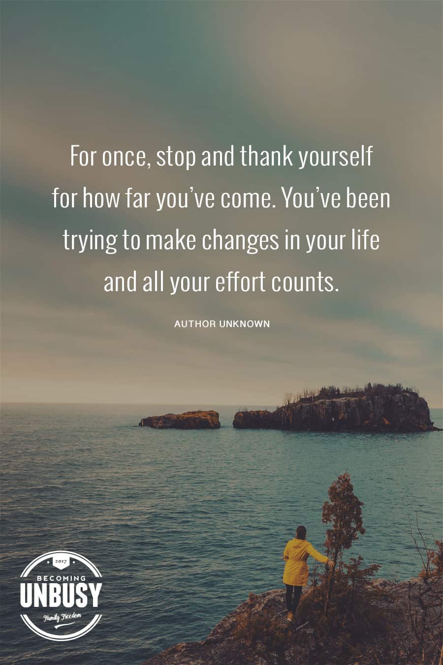 For once, stop and thank yourself for how far you've come. You've been trying to make changes in your life, and all your effort counts. -- 10 inspirational quotes about life that will help you focus on what's important #quotes #lifequotes #inspirationalquotes *Loving this collection of life quotes!