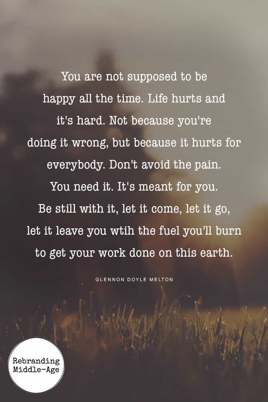 Sometimes life hurts and it's hard. Not because you're not right but because it hurts for everybody. #quote *Love this quote and this entire post
