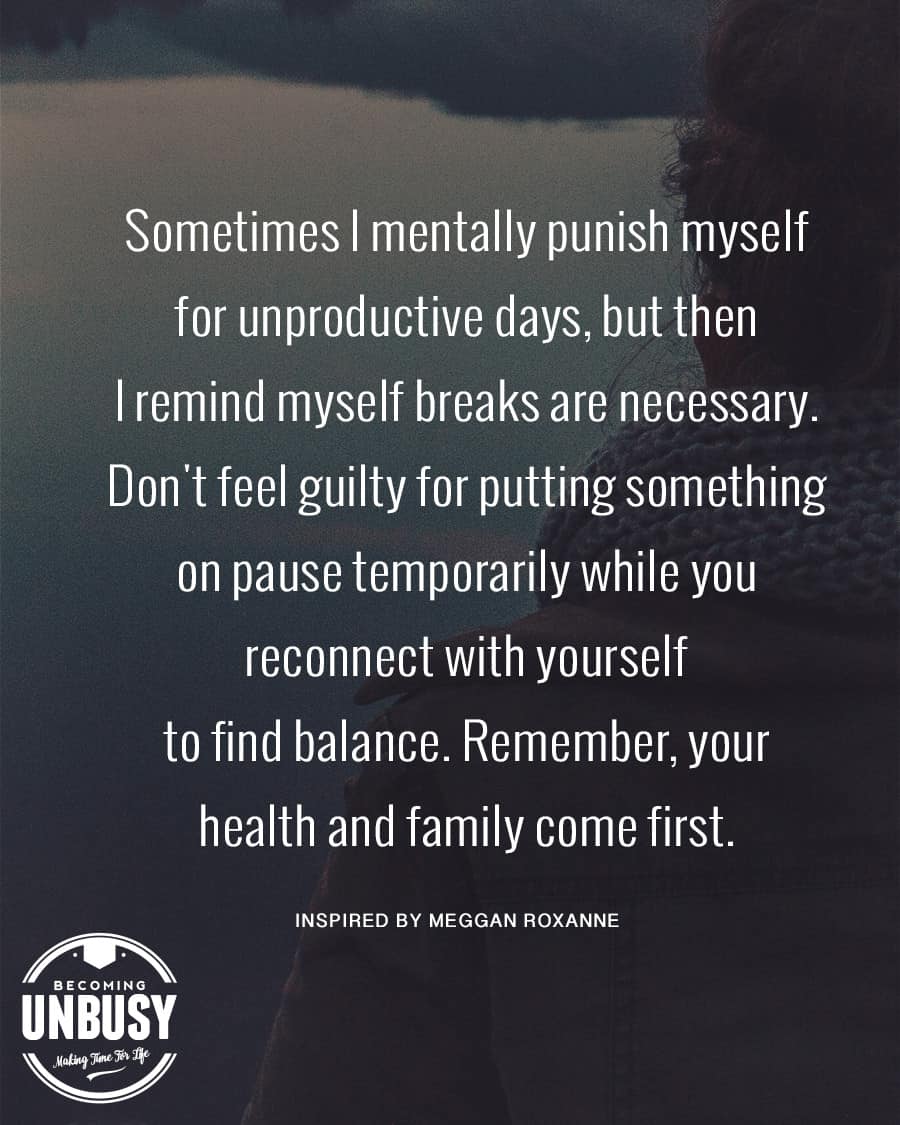 Remember that breaks are necessary. Don't feel guilty for putting something on pause temporarily while you reconnect with yourself and find balance. Take time to read a book, my friend. And remember, your health and family always come first. *Love this quote and this article on the benefits of reading