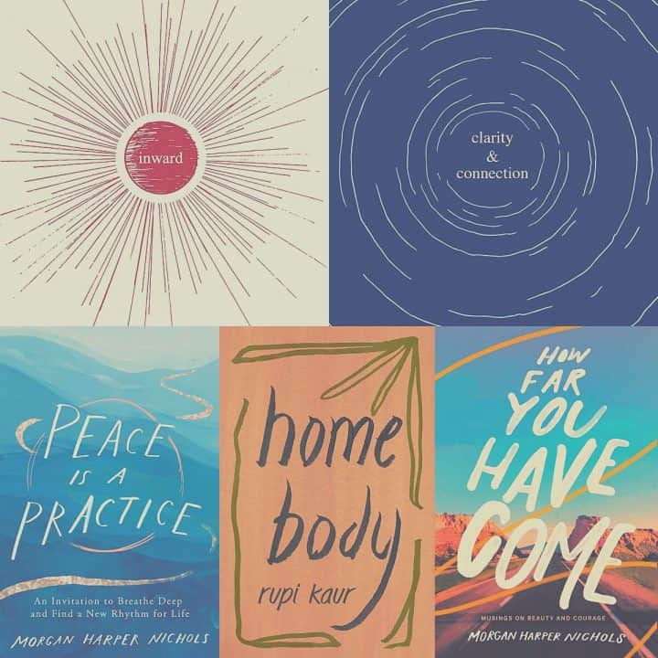 Collage of five different poetry book covers.